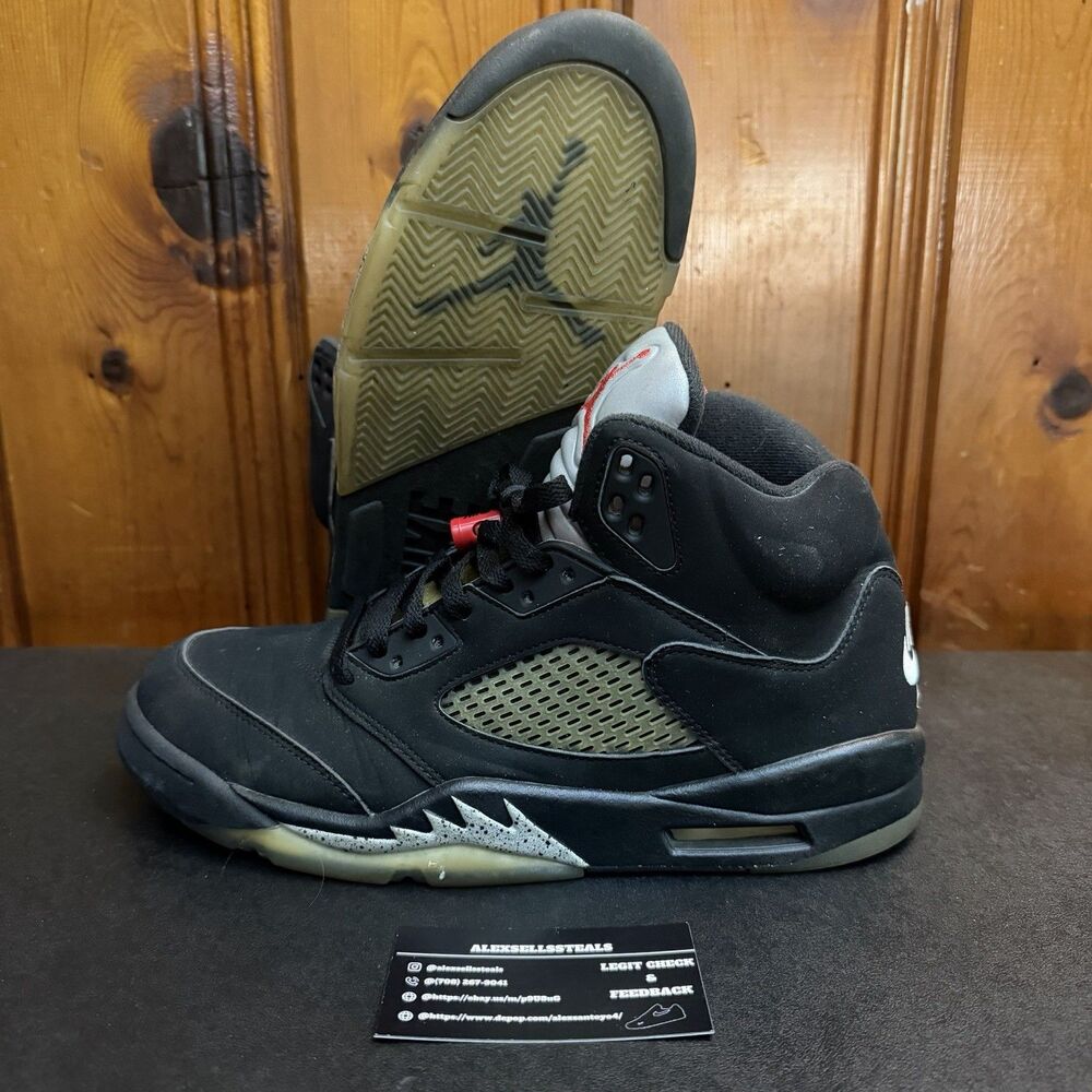 Jordan 5 Retro OG Metallic Silver 2016 Black Silver Size 10.5 Men 845036-006